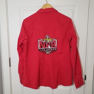 Wrangler Red Pearl Snap NFR 2015 Las Vegas Shirt